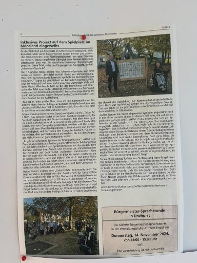 Zeitungsbericht Spielplatztafel